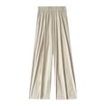 thumbnail image 4 of PNTUTB Women's Ice Silk Wide Leg Pants High Waist Casual Basic Loose-fitting Straight Leg Pants, 4 of 5