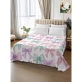 thumbnail image 2 of Pink Purple Teal California King Size Flat Sheet, Wrinkleproof & Fadeproof Cooling Flat Bed Sheet Only, Watercolor Bow Farmhouse Breathable Soft Bedding Top Sheets 108 x 98 Inches, 2 of 8