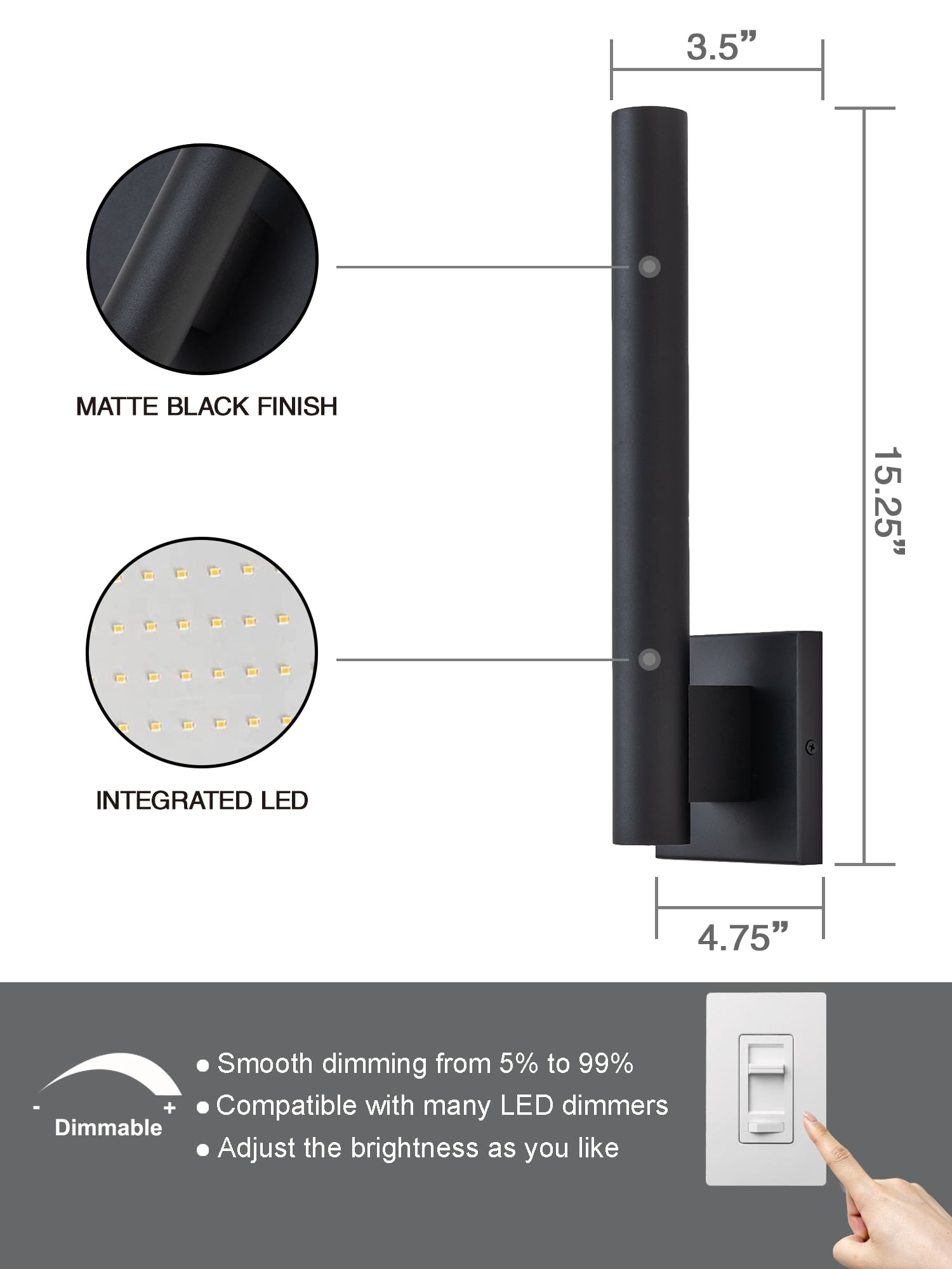 15.25 inch Modern Outdoor led wall sconce 3000K