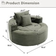thumbnail image 2 of Leumius Oversized Round Chaise Lounge Sofa,Upholstered Lounge Chair with 2 Pillows and Cupholders,Boneless Sofa Couch with Memory Foam,Deep Seat Sleeper Chair for Living Room,No Assembly,Green, 2 of 8