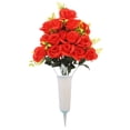 thumbnail image 1 of olkpmnmk Artificial Cemetery Flowers, Artificial Realistic Grave Flowers Bouquets, Memorial Rose Flowers, UV Resistant Memorial Day Flowers for Cemetery Headstones Gravesites Decoration, Red, 1 of 6