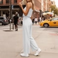 thumbnail image 5 of Tsesme Women's Spaghetti Strap Jumpsuit V-Neck Sleeveless Wide Leg Long Pants Rompers Casual One Piece Outfits with Pockets,S, 5 of 7