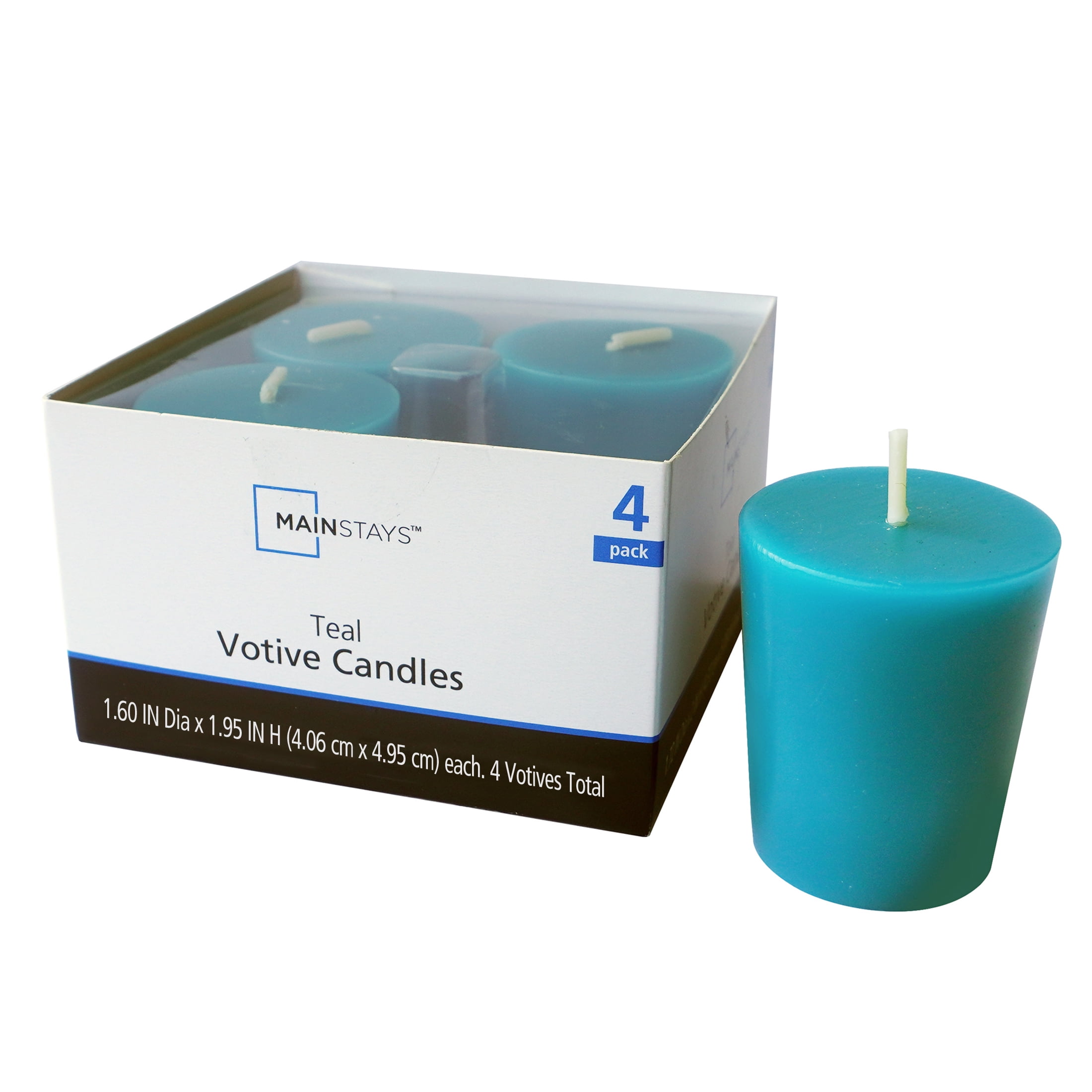 (2 pack) Mainstays Votive Candles, Unscented, Teal, 4 Pack
