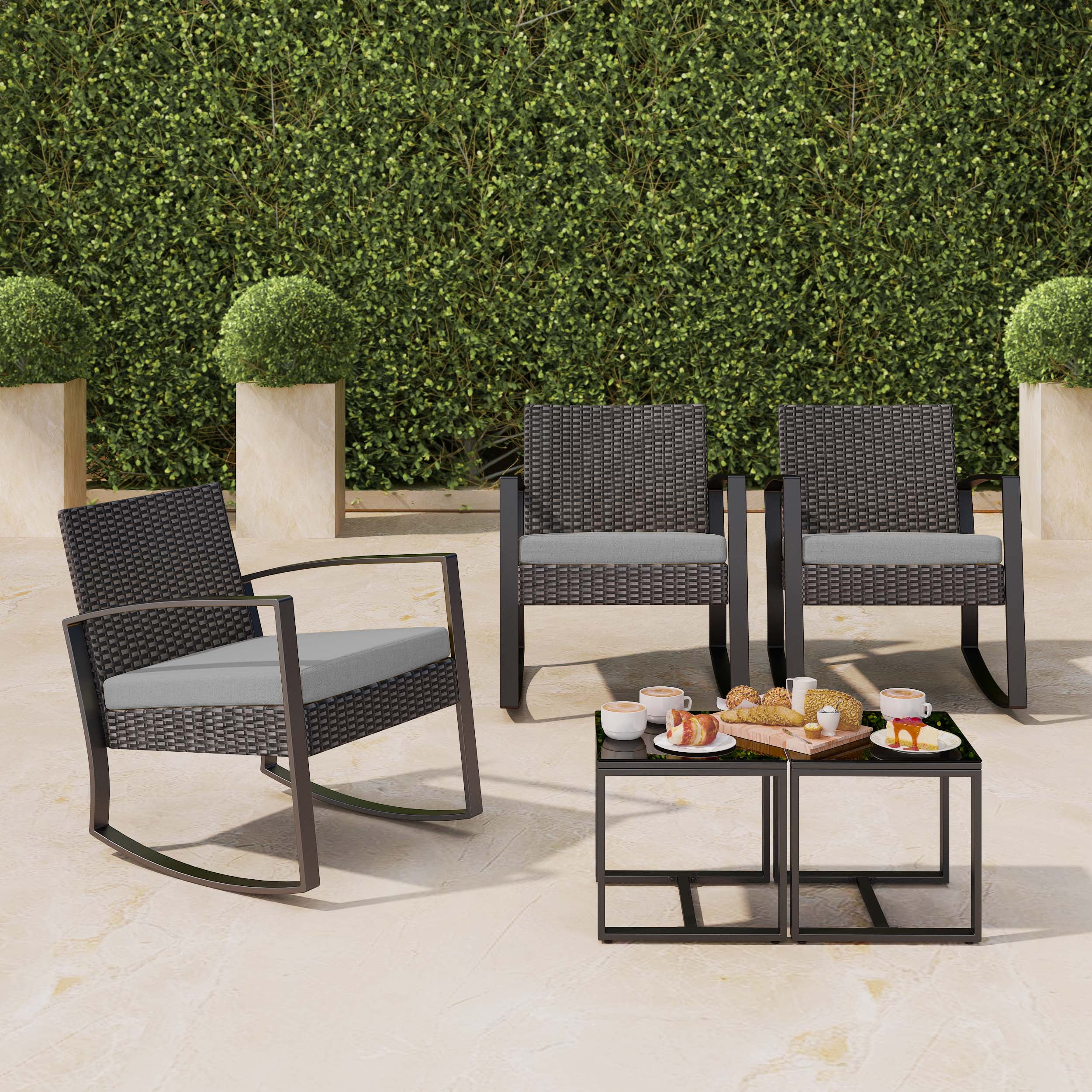 Three piece online rattan patio set