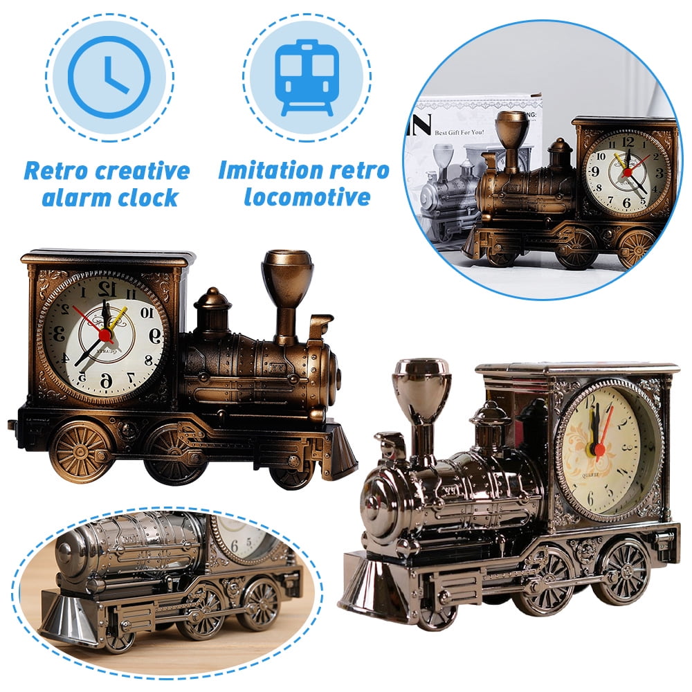 Vintage Train Engine Style Locomotive Alarm Clock Novelty Xmas Gift Home Clock 