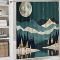 thumbnail image 5 of Abstract Mountains Lake Landscape Shower Curtain Sets 4 Piece with Rugs Toilet Lid Cover And Bath Mat Watercolor Nature Landscape Durable And Waterproof for Bathroom Decor, 5 of 8