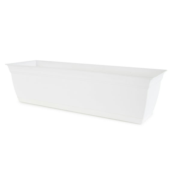 The HC Companies 24" Eclipse Window Flower Box with Removable Saucer, White