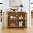 thumbnail image 4 of GZXS Accent 2-Door Rattan Cabinet with Adjustable Shelf, Pop-Up Design Doors, Modern Bohemian Storage Cupboard with Cable Holes, 39.4"L x 9.3"W x 32.3"H, Natural, 4 of 9