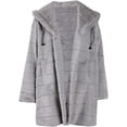 thumbnail image 3 of Chaqueta con capucha y abrigo de piel para mujer, cárdigan largo de talla grande, chaqueta de invierno, abrigo de piel sintética cálido para invierno (XL), 3 of 5