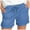 Blue, variant on Ladies Slim Leisure Denim Shorts Drawstring Color Waist Comfy Solid Elastic Shorts Pants Women Pocket Casual Pants