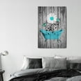 thumbnail image 4 of Bathroom Wall Art Daisy Canvas Pictures Modern Flower Bathtube Artwork Rustic Wood Board Background Contemporary Wall Art Decor Bedroom Living Room Office Home Framed Ready to Hang Blue Size-16x24, 4 of 5