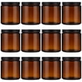 thumbnail image 2 of 12 PCS 16 oz Amber Glass Jars, Round Glass Container with Metal Lid, Small Airtight Glass Containers for Cream Lotion Powder Beauty Products, Leakproof Empty Cosmetic Travel Jar, 2 of 6