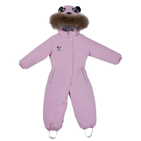 XQYLOS Toddler Winter Snowsuit Girls Waterproof Windproof Thick Warm Ski Suit Cozy Snowboarding Hooded Jumpsuit Insulated Thermal Snow Overalls