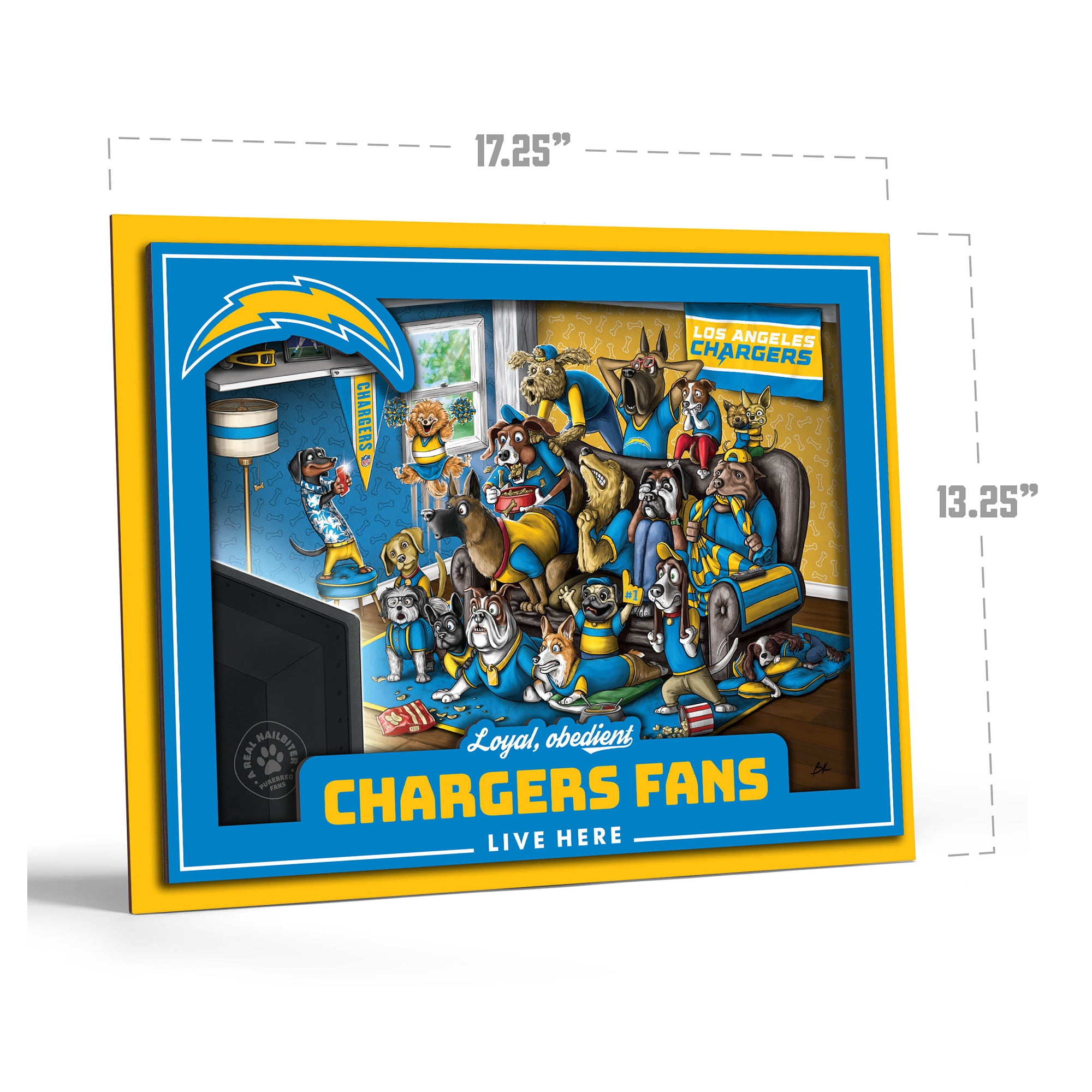 IDNA Los Angeles Chargers 13.25" x 17.25" Purebred Fans Wall Art