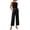Black, variant on Womens 2 Piece Outfits with Pockets Sleeveless Round Neck Crop Top Elastic Waist Wide Leg Culottes Set Comfort Breathable Cotton Linen Vacation Outfits Versatile Solid Color Summer Set M
