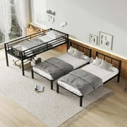 Triple Bunk Beds, Metal Twin XL over Twin & Twin Bunk Bed for 3, Triple Bunk Can be Separated into 3 Beds (Black)
