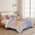 thumbnail image 5 of Twin Quilt Set 68''x86'', Pink Yellow Blue Abstract Lightweight Summer Bedspread Coverlet Set with 2 Pillow Shams, Modern Art Wave Breathable All Season Quilt Bedding for Dorm/Bedroom, 5 of 9