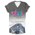 thumbnail image 1 of Tops Cortos para las Mujeres Día de la Independencia Impreso Suéter con Cuello en V Manga Corta, Top Casual para Primavera Verano, 1 of 3