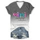 thumbnail image 1 of Tops Cortos para las Mujeres Día de la Independencia Impreso Suéter con Cuello en V Manga Corta, Top Casual para Primavera Verano, 1 of 3