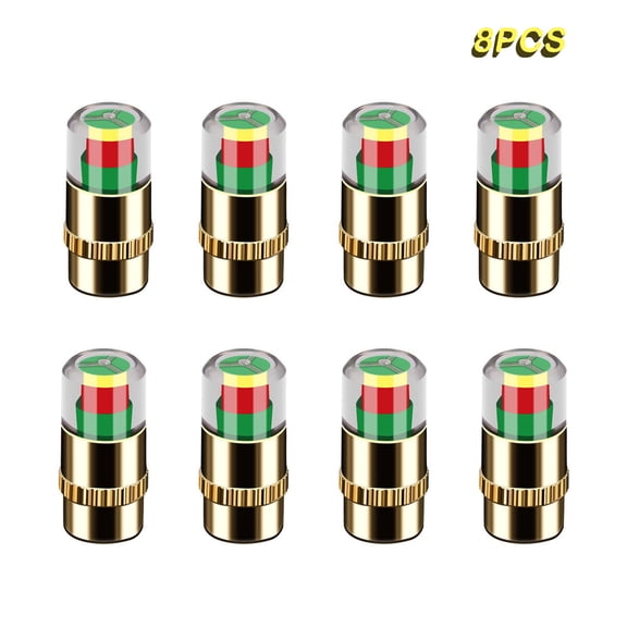 ANKIA 8Pcs Golden,2.2Bar 32PSI Car Tire Pressure Monitor Valve Stem Caps Sensor Indicator 3 Color Eye Alert (Golden,2.2Bar 32PSI)