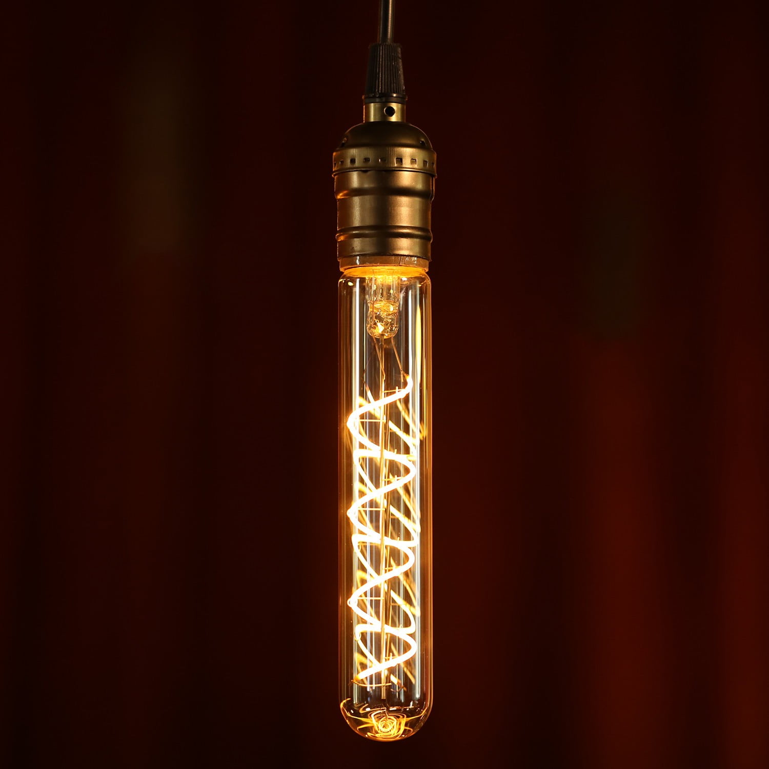 8 Pack LED Vintage Spiral Filament Bulb T10, 4.5W 7.17" Tubular Edison Light Bulbs, E26 Base, Dimmable Decorative Bulb, Amber Glass, 2000K Soft Warm, ETL/FCC