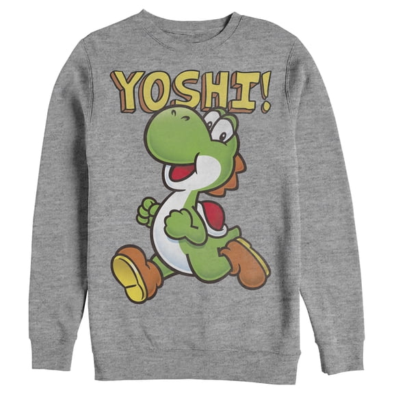 Men's Nintendo Running Yoshi  Sweatshirt Athletic Heather 2X Large