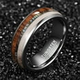 thumbnail image 3 of 8mm Tungsten Wedding Ring Deer Antler Abalone Shell and Koa Wood Inlay Dome Polished Comfort Fit Size 7-12, 3 of 5