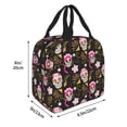 thumbnail image 2 of Rateoe Skull Daisy Pattern Insulated Lunch Bag with Thick Aluminum Foil Lunch Tote Bag with Front Pocket for Men and Women, Ideal for Work, School, Picnics, and Travel, 2 of 5