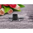 thumbnail image 2 of 2 Carat Emerald Cut 10k White Gold Black Diamond Moissanite Engagement Ring Bridal Set, 2 of 4