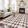 thumbnail image 3 of 5x7 Washable Area Rug, Buffalo Plaid Non-Slip Large Rectangle Rug for Living Room Bedroom, Retro Red Black Linen Pattern Indoor Floor Mat for Home Decor, 3 of 9