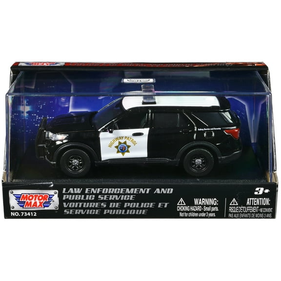 2022 Ford Police Interceptor Utility "California Highway Patrol" Black and White 1/43 Diecast Model Car by Motormax