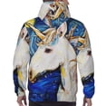 thumbnail image 7 of Honeii Starry White Horse Pattern Mens Hoodies Men's Loose Sleeve Sweatshirt,Pullover Hooded Sweatshirt for Men,Essentials Hoodie-Small, 7 of 7