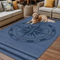 thumbnail image 2 of Fsddascl Nautical Compass Outdoor Rug for Patio/Deck/Porch, Non-Slip Large Area Rug 5 x 8 Ft, Navy Blue Striped Coastal Compass Indoor Outdoor Rugs Washable Area Rugs, Reversible Camping Rug Carpet, 2 of 5