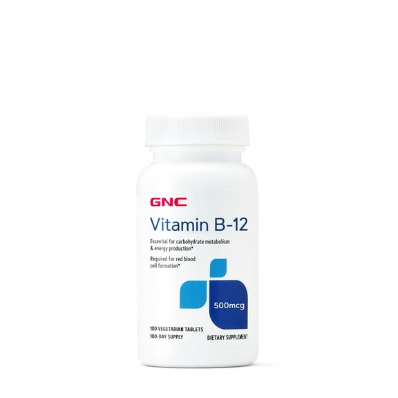 GNC Vitamin B-12 500mcg, 100 Tablets, Supports Energy Production