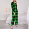 thumbnail image 3 of Honeii Buffalo Plaid Green Black print Women's Pajama Sets Long Sleeve Button Down Sleepwear Nightwear Soft Pjs Lounge Sets-X-Large, 3 of 7