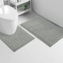 Large 2 Piece Set Blue Soft Cozy Plush Chenille Bath Mat Bathroom Rug