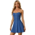 thumbnail image 1 of Disfraz de navidad Mini Vestido De Fiesta Sin Tirantes De Tubo Frontal Con Cremallera Expuesta Sin Tirantes Para Mujer Neblina Azul XL, 1 of 5
