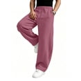thumbnail image 4 of Men's Solid Color Wide Leg Sweatpants Elastic Drawstring Waist Loose Straight Leg Casual Streetwear Workout Trousers with Pockets, 4 of 7