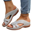 thumbnail image 2 of longantii Womens Orthopedic Sandals Arch Support Flat Wedge Sandals Lightweight Slip on Non Slip Sneakers Comfortable 2026 New Foam Shoes Gray, 2 of 6