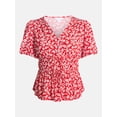 thumbnail image 6 of Time and Tru Women's and Women's Plus V-Neck Shirred Peplum Top, Sizes XS-XXXL, 6 of 6