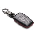 thumbnail image 4 of Vitodeco Genuine Leather Smart Key Fob Case Compatible with Toyota Rav4 2021, Camry 2022, Prius 2021, Highlander 2022, CH-R 2021, Avalon 2021, Toyota 86 2020, Mirai 2022 (3 Buttons, Black/Red), 4 of 10