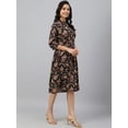 thumbnail image 6 of Janasya Indian Women's Black Cotton Floral Print Flared Western Dress, 6 of 8