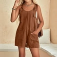thumbnail image 3 of TQWQT Summer Girls Rompers Size 13-14 Teens Shorts Jumpsuit Dressy Casual Sleeveless Overalls Shorts Loose Cute Trendy Outfits with Pocket Brown, 3 of 4