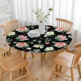 thumbnail image 3 of Round Fitted Tablecloth with Elastic Edges Fits 36"-44" Round Tables Pioneer Colorful Floral Waterproof Table Cover Washable Indoor and Outdoor for Party Kitchen Dinner Banquet Patio Picnic, 3 of 7