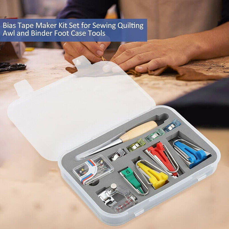 60PCS Fabric Bias Tape Maker Sewing Binding Quilting Tool Presser Foot Kit Craft