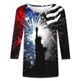 thumbnail image 4 of UVEASISHA Plus Size 4th of July Shirts for Women 3/4 Sleeve Patriotic USA Flag Graphic Tees Independence Day Gifts Crew Neck Tops Multicolor L, 4 of 5