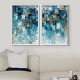 thumbnail image 3 of IDEA4WALL Framed Canvas Print Wall Art Set Teal Abstract Geometric Blue Tones Wall Decor Ocean Landscape Modern Art Colorful Pastel Print Contemporary Relax/Zen for Rooms - 16"x24"x2 White, 3 of 5