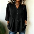thumbnail image 2 of Women's V-Neck Button Front Patchwork Top Modern Comfortable Fit For Everyday Wear, 2 of 4