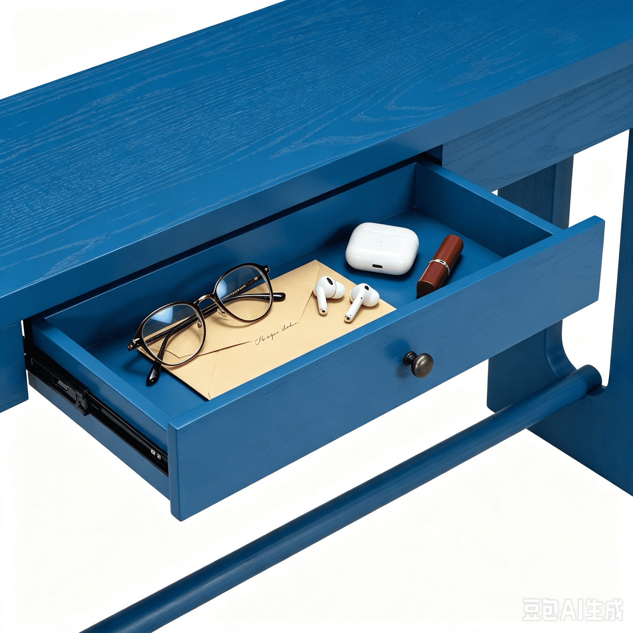 Euroco 59.8" Wood Console Table with Drawer,Modern Narrow Entryway Table with Oval Cutout Leg for Living Room, Foyer,Sofa Table Behind Couch,Navy Blue