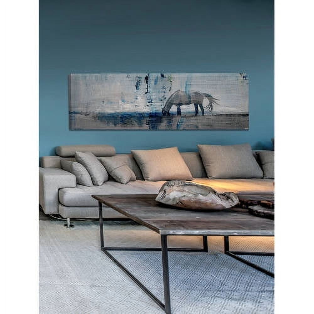 Parvez Taj Horse Grazing Blue Canvas Wall Art